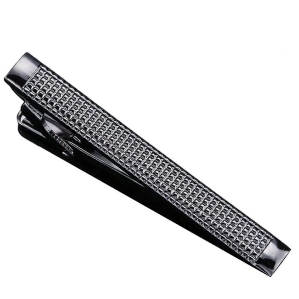 Tie Clip Modern Classic Ribbing Themed Tie Clip Rectangular